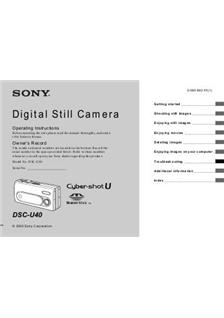 Sony Cyber-shot U40 manual. Camera Instructions.